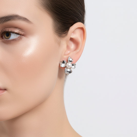Kaylee's Statement Floral Metallic Stud Earrings